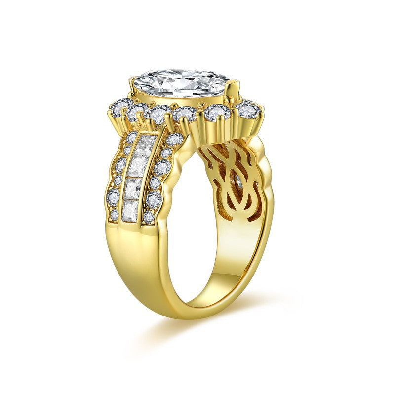 6 * 12mm2 Carat Full Moissanite Diamond Silver Plated 18k Gold Ring