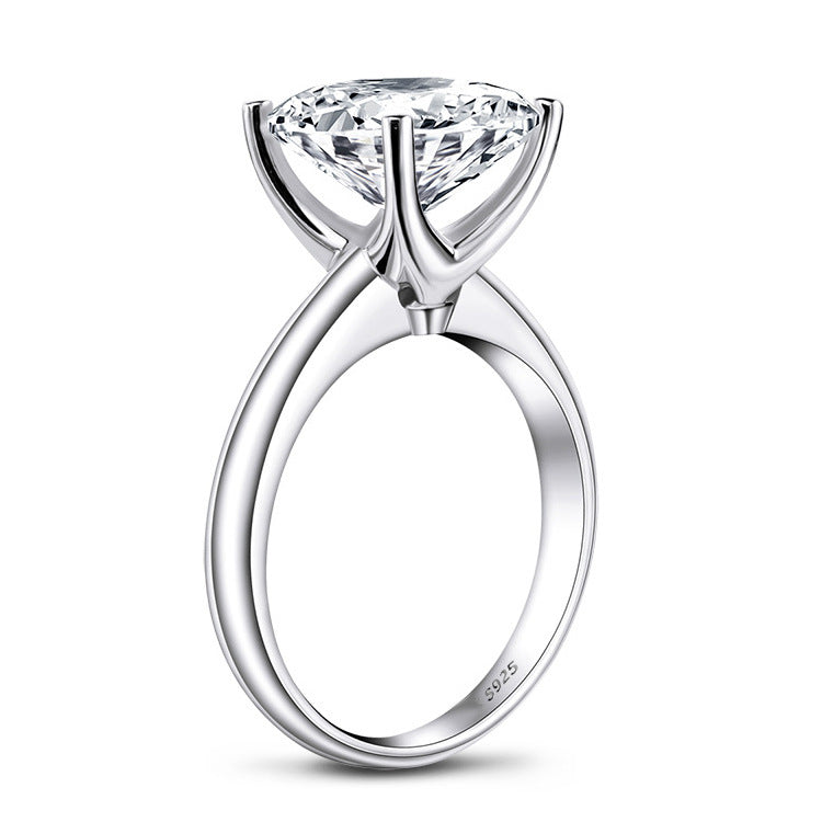 3.5-Carat High-Carbon Diamond Minimalist Cushion-Cut Sterling Silver Ring