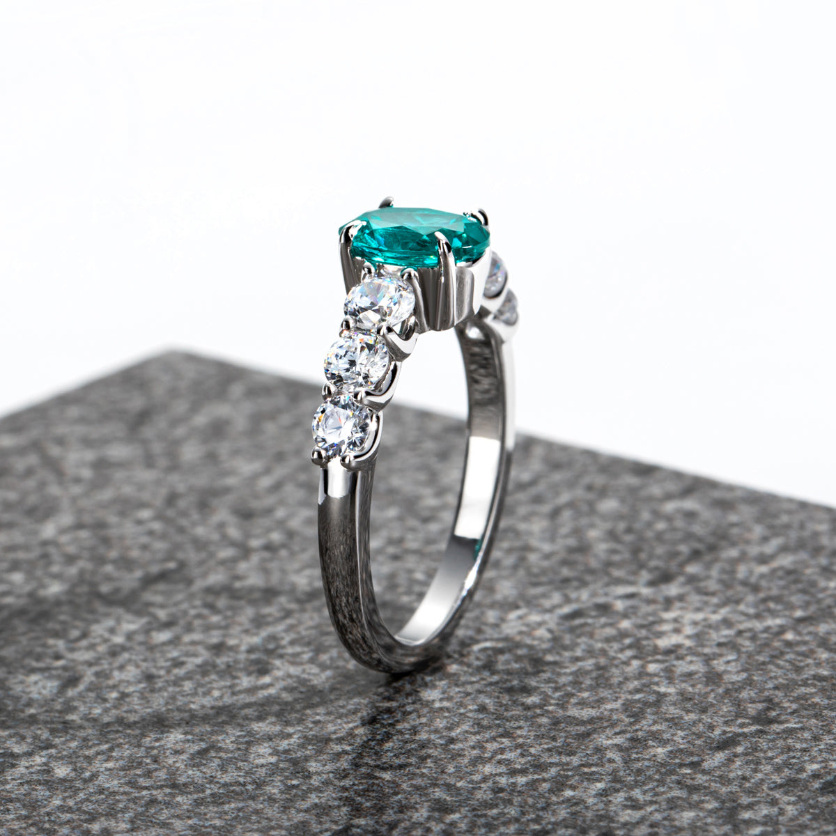 "Paraiba Series" Cultured Paraiba Ring, Tourmaline Ring in 6*8mm Egg Shape