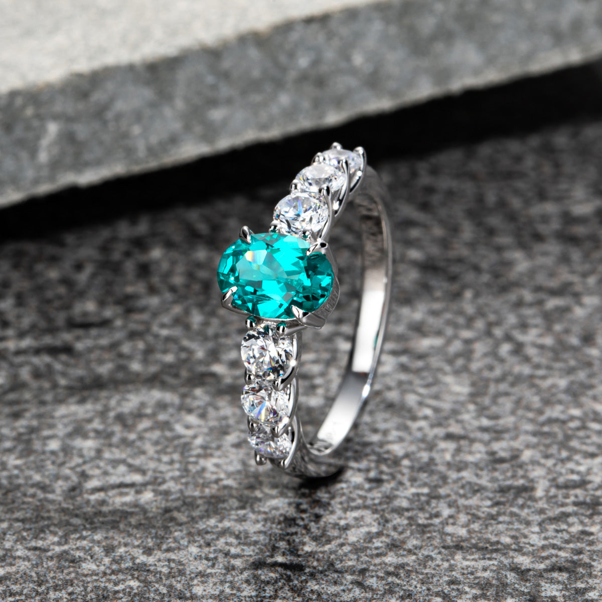 "Paraiba Series" Cultured Paraiba Ring, Tourmaline Ring in 6*8mm Egg Shape