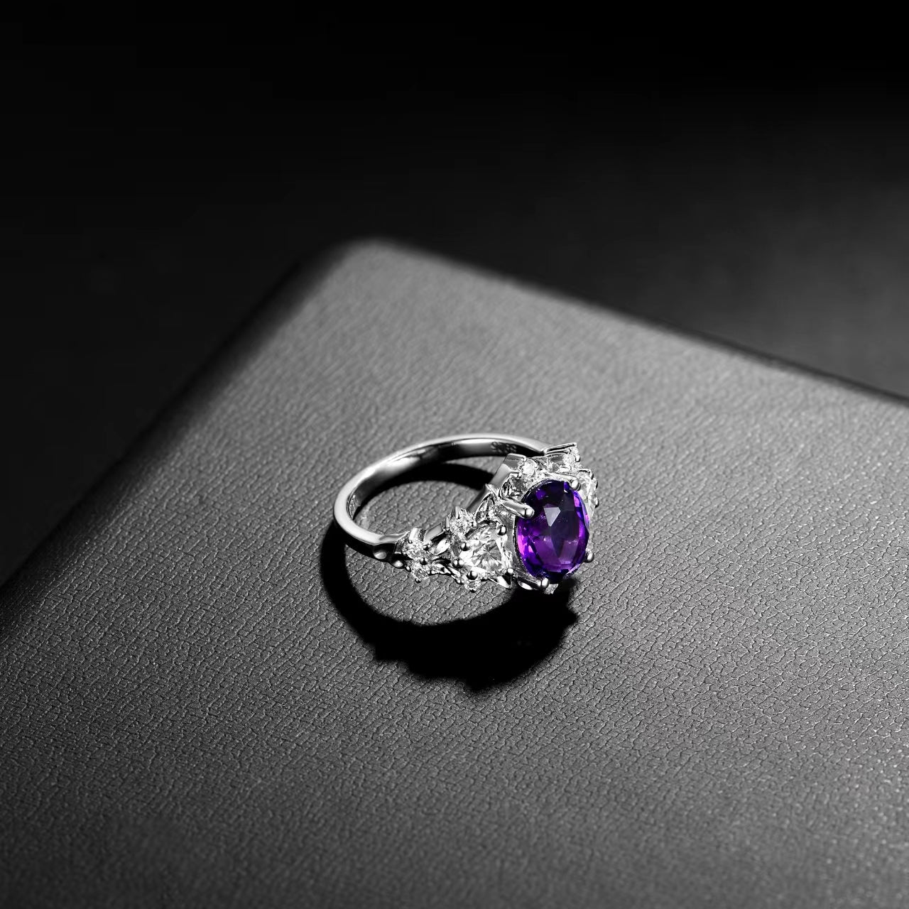 Natural Amethyst, Exquisitely Designed Fashionable Amethyst Ring, S925 Silver with 18K Gold Plated, Daily Party Ring for Women