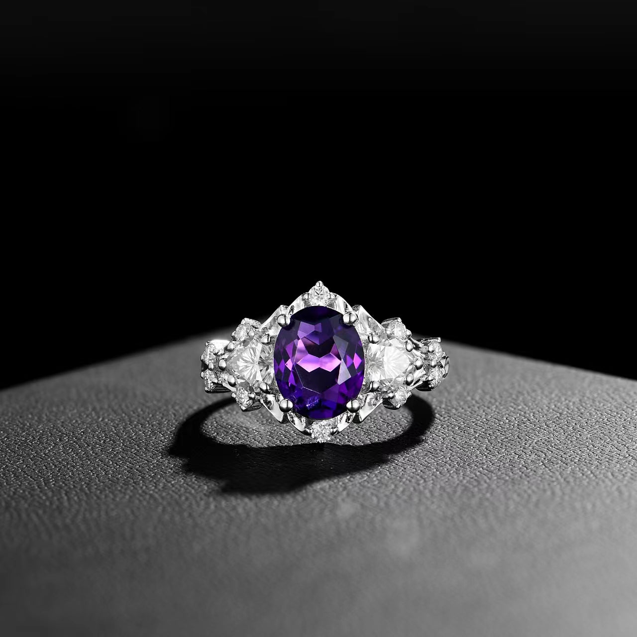 Natural Amethyst, Exquisitely Designed Fashionable Amethyst Ring, S925 Silver with 18K Gold Plated, Daily Party Ring for Women