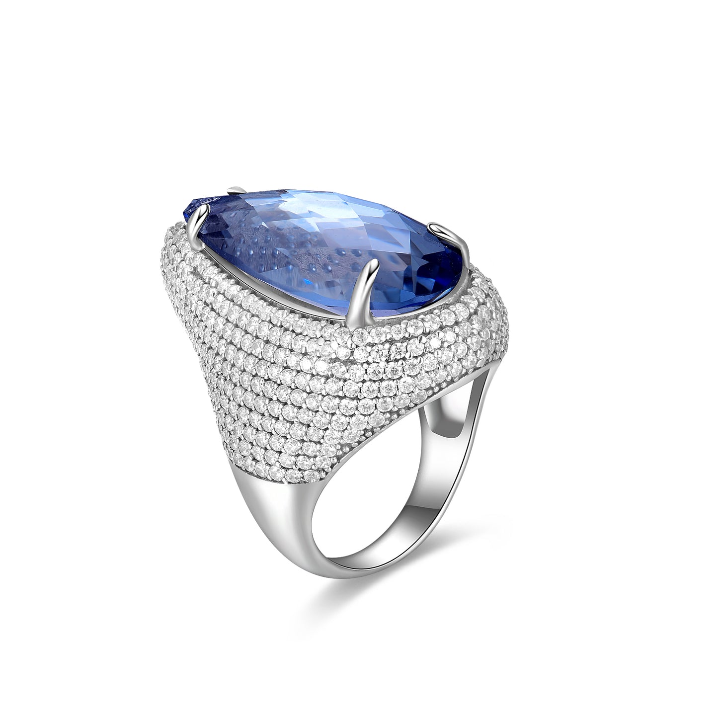 Synthetic Gemstone Silver Ring