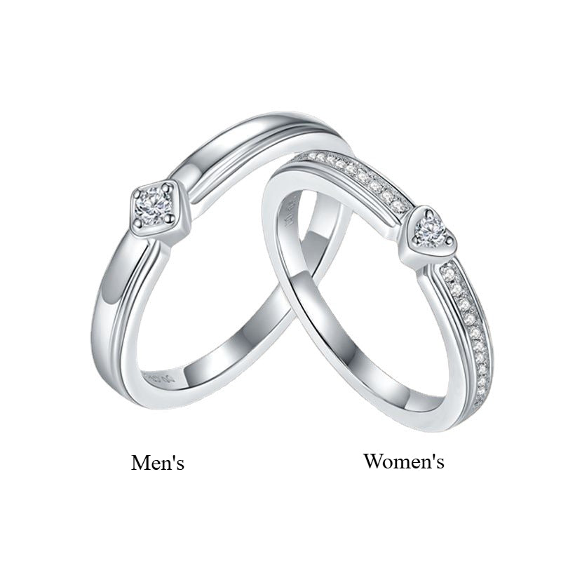 Couple's Moissanite Proposal Rings 925 Sterling Silver Matching Set