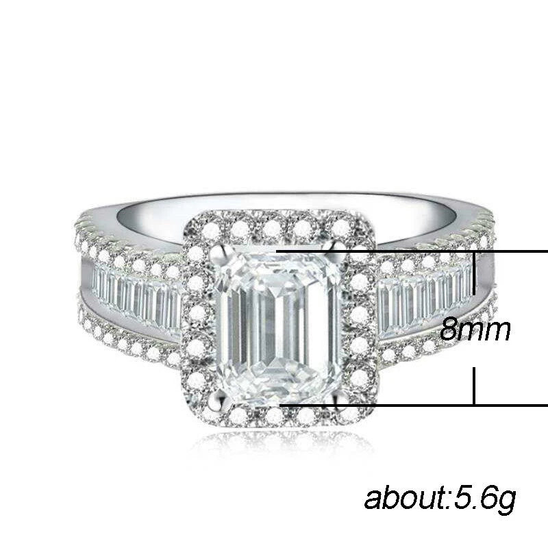 HOYON Pure Natural White 3 Carats Moissanite Gemstone S925 Silver color Ring for Women Anillos De Jewelry Bizuteria Rings