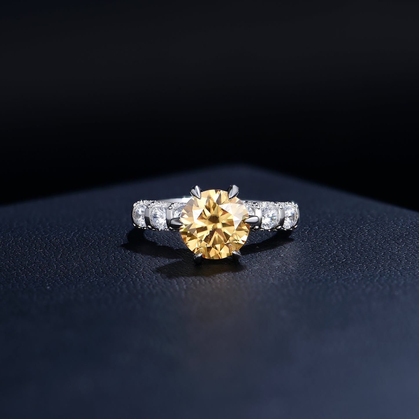 3 Carat Yellow Moissanite Rings