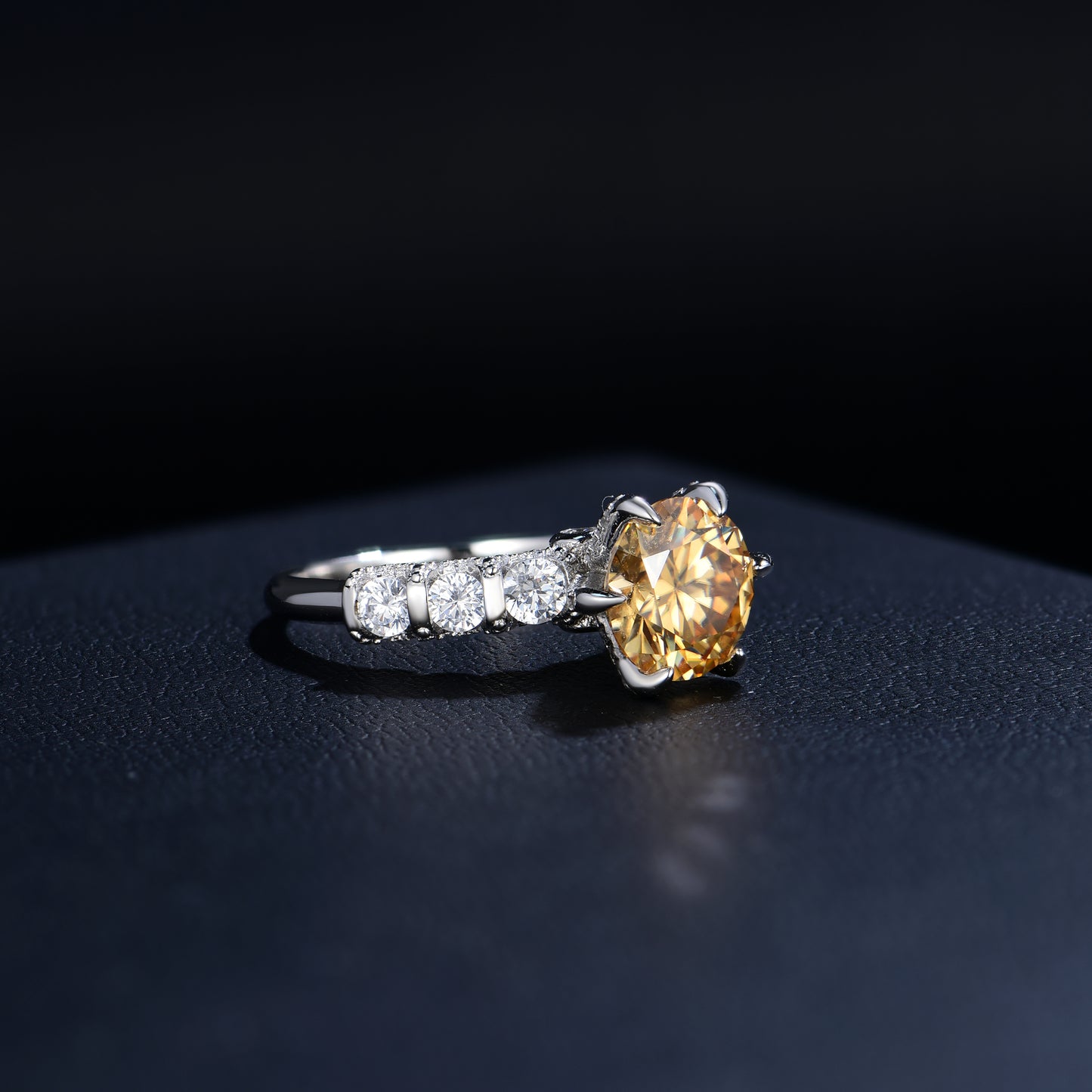 3 Carat Yellow Moissanite Rings