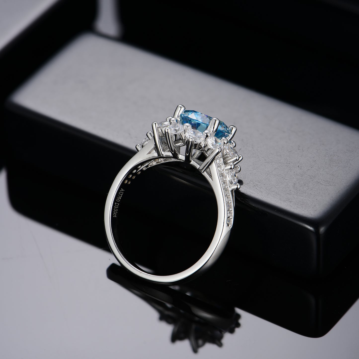 Blue Moissanite Ring