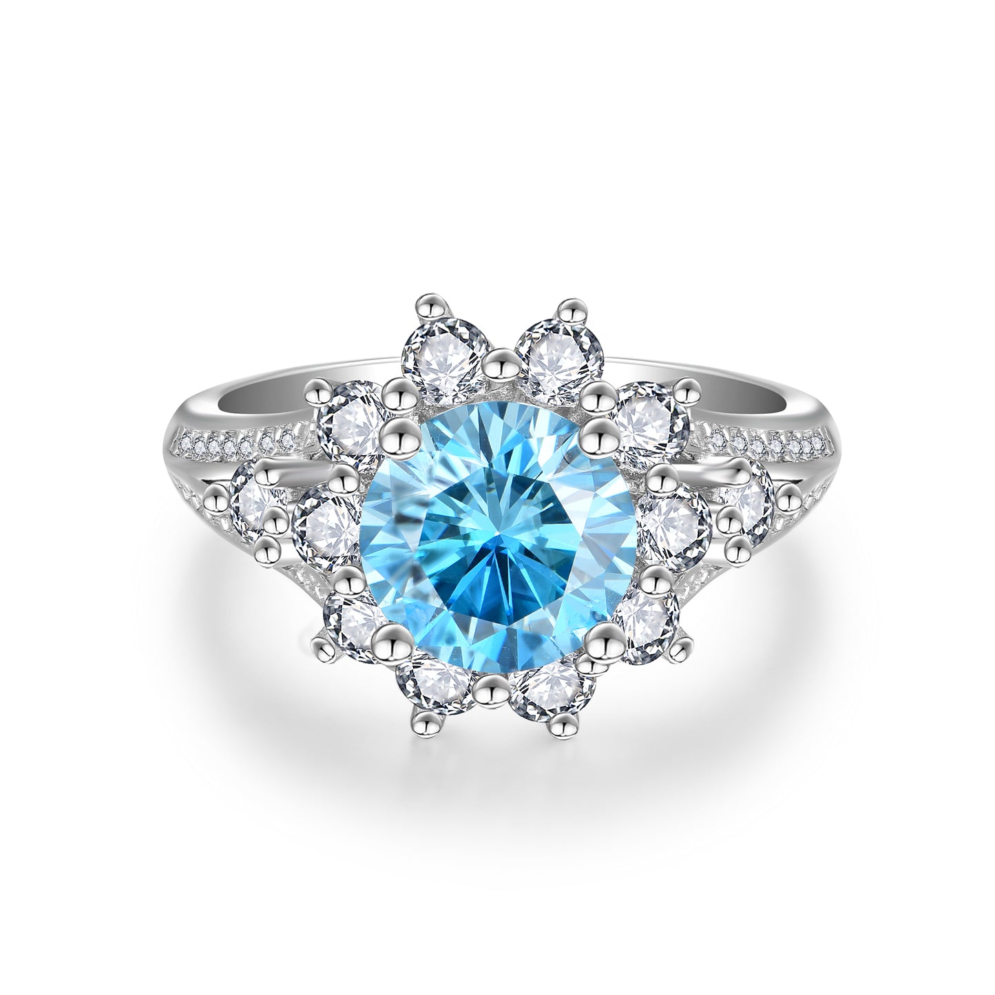 Blue Moissanite Ring