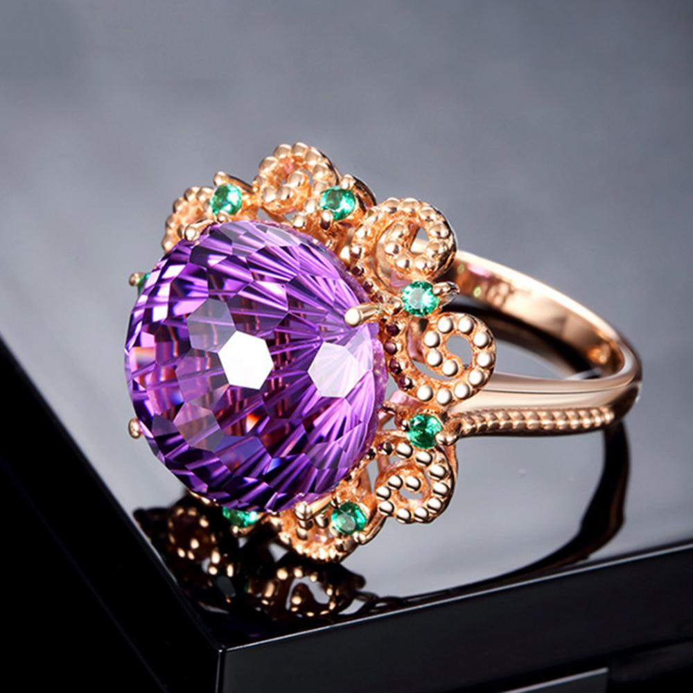 Fashion Women Faux Amethyst Finger Ring Wedding Engagement Banquet Jewelry Gift