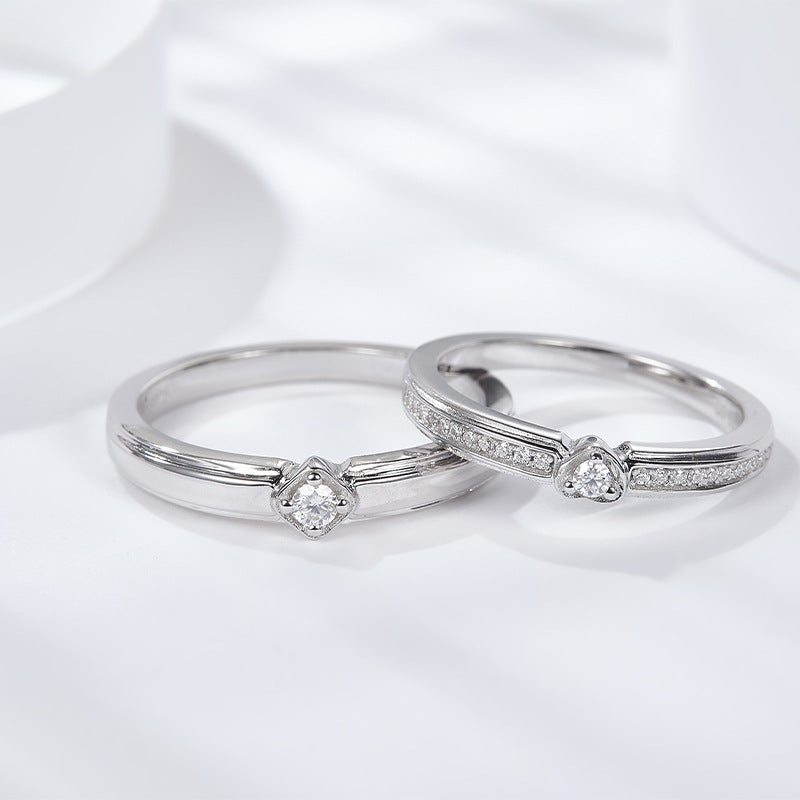 Couple's Moissanite Proposal Rings 925 Sterling Silver Matching Set