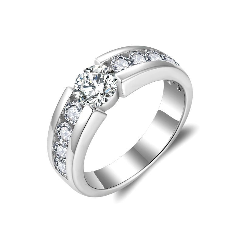 1 carat men's ring, all moissanite 925 silver ring.