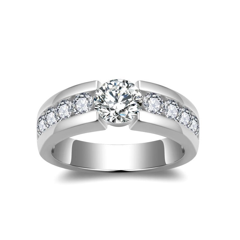 1 carat men's ring, all moissanite 925 silver ring.