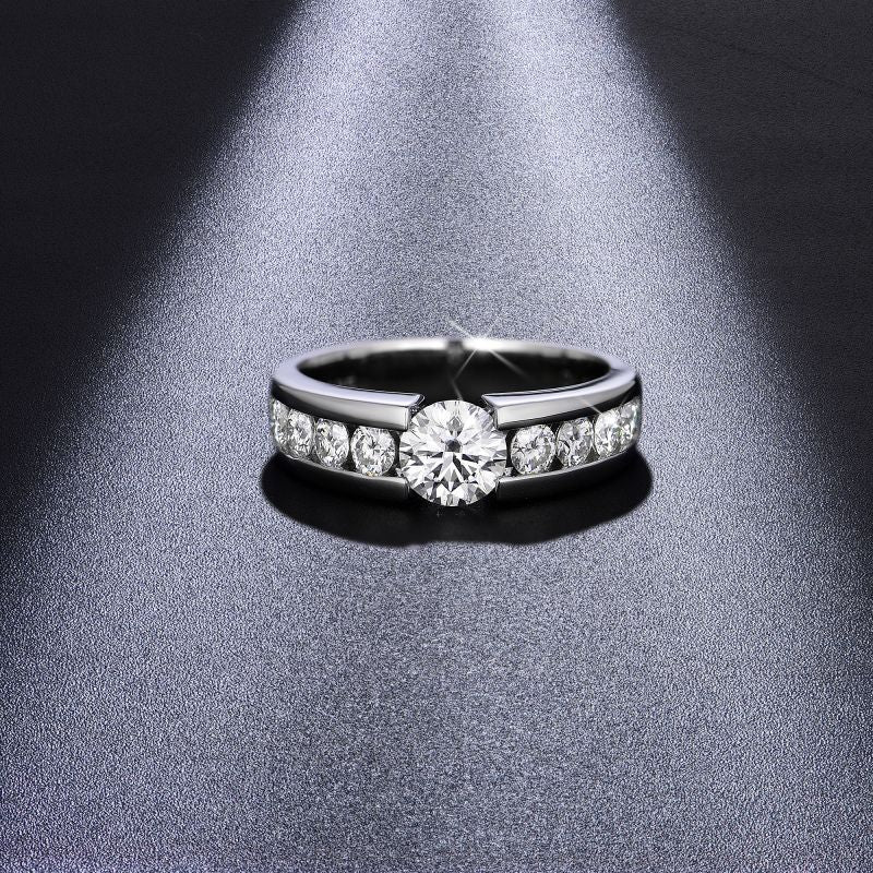 1 carat men's ring, all moissanite 925 silver ring.