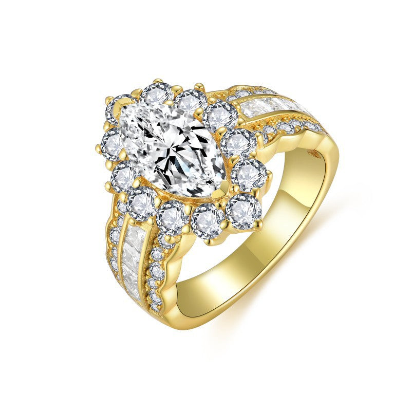 6 * 12mm2 Carat Full Moissanite Diamond Silver Plated 18k Gold Ring