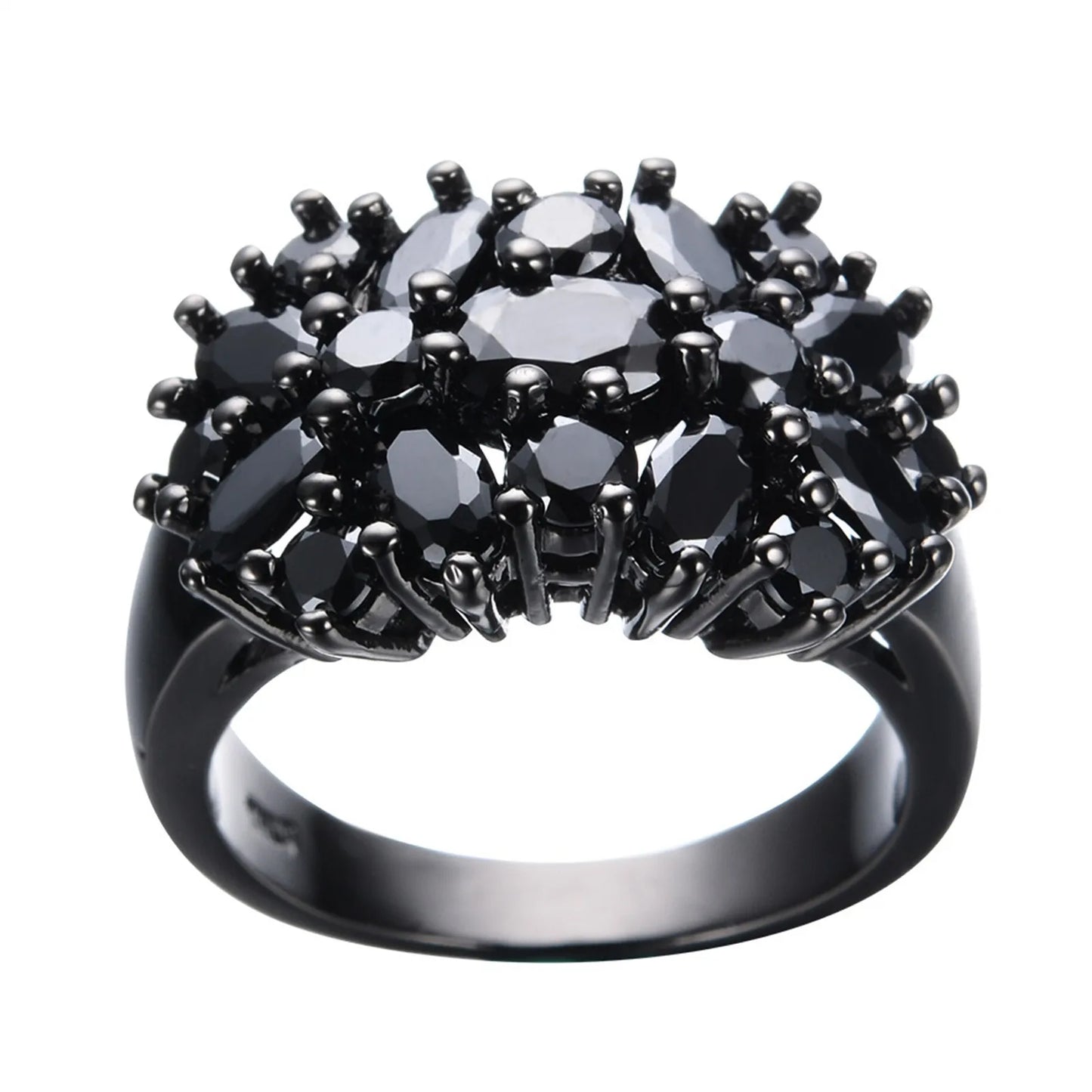 Black Fashion Flower Crystal Oval Ring Size 5 10 Jewelry Gift For Women Girl Birthday Valentine's Day Womens Fashion Rings