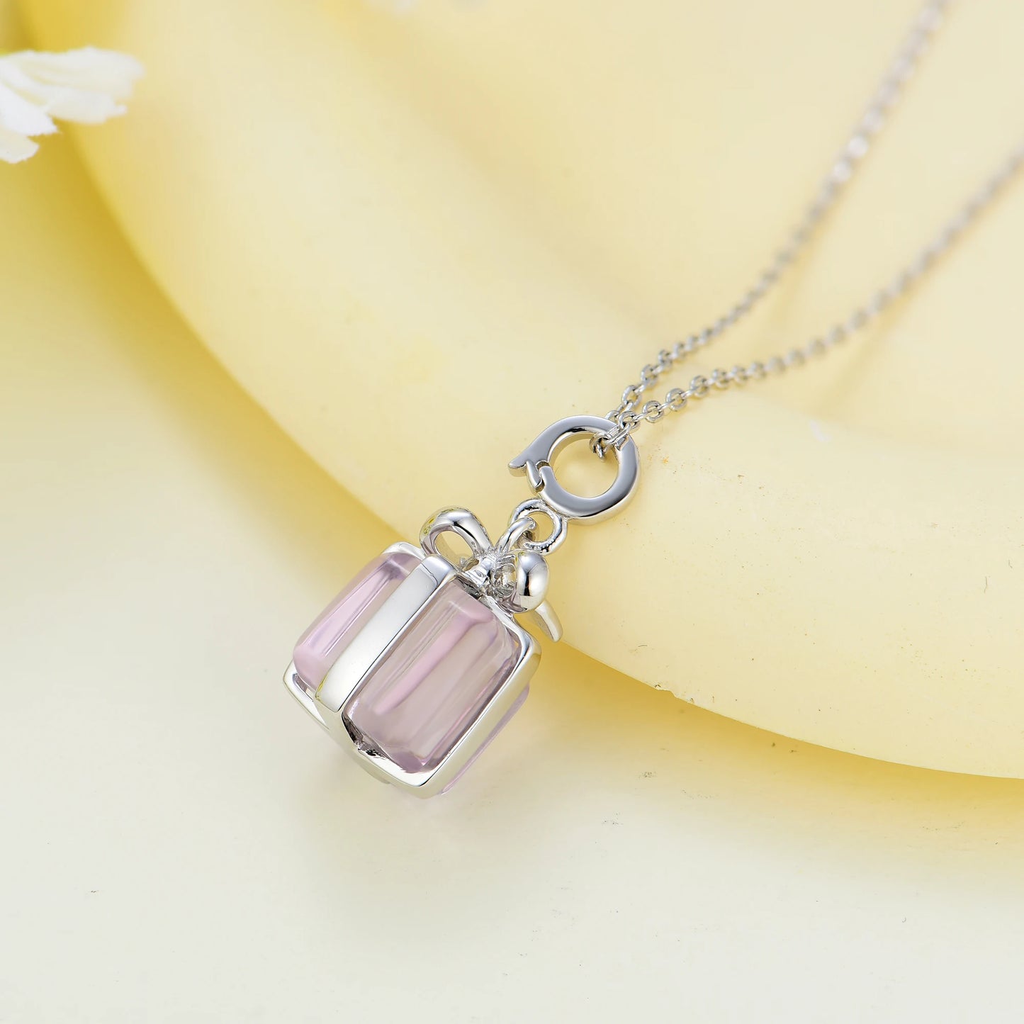 Amethyst Gift Box Pendant, Openable Necklace.925 Sterling Silver Chrams Pendant, Christmas Parties Spring Festival Gifts