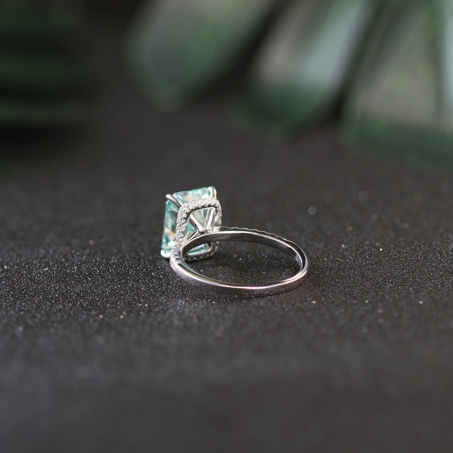 Colorful Ice Flower Cut Moissanite Ring for Women Is in Mint Green Tone S925 Silver, Showing An Elegant Temperament Perfectly.