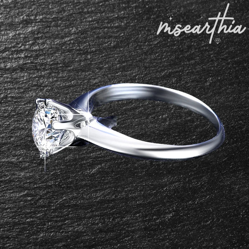 1/2/3ct- 6 Prong Classic Moissanite Rings for Women  Engagement Wedding Band GRA Certified 925 Sliver Ring