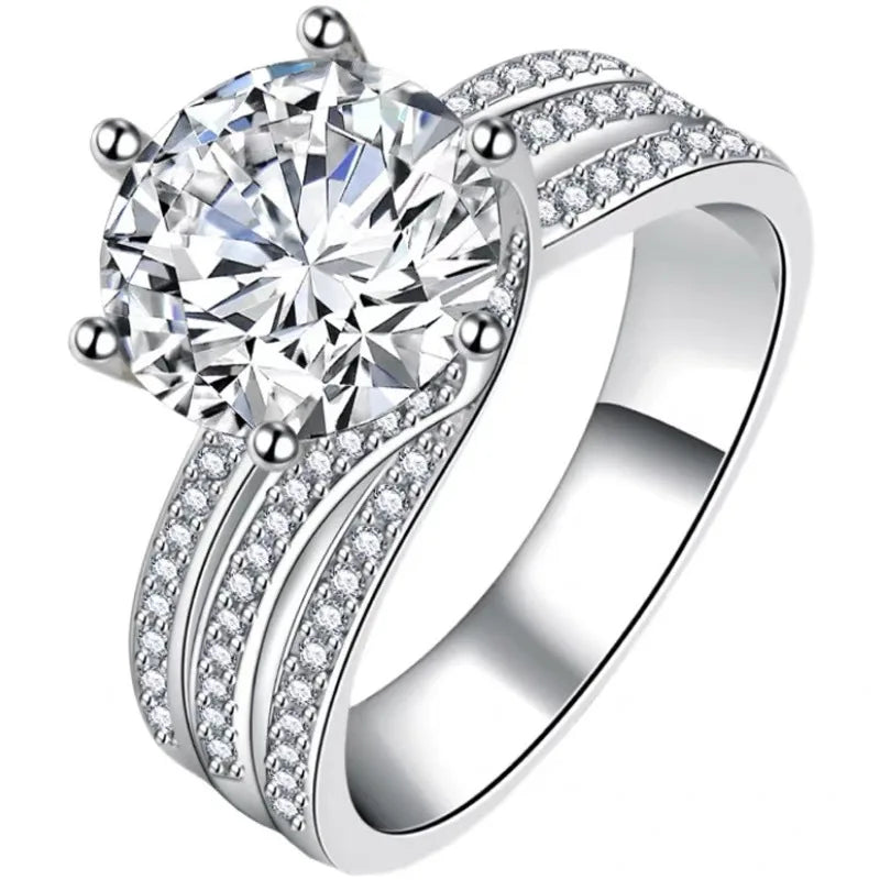 3/5 Carat Moissanite Eternity Ring 925 Sterling Silver Fashion Trend Temperament Design Light Luxury Niche Senior Lady