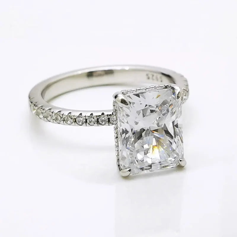 2/3/4ct Radiant Cut Moissanite Solitaire Engagement Rings 925 Sterling Silver Women