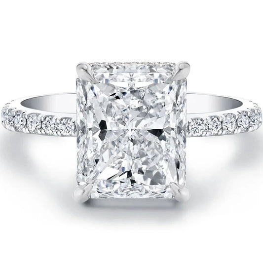 2/3/4ct Radiant Cut Moissanite Solitaire Engagement Rings 925 Sterling Silver Women