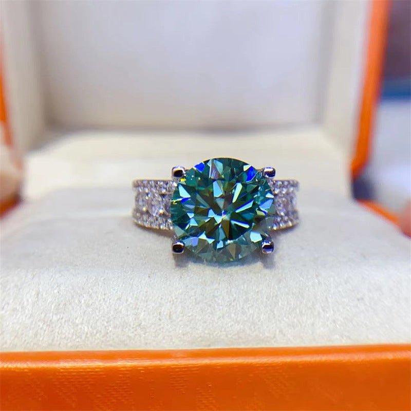 Moissanite Ring for Women, Round Solitaire Engagement Ring with Pave Band, 3 Carat or 5 Carat Promise Ring – view 1
