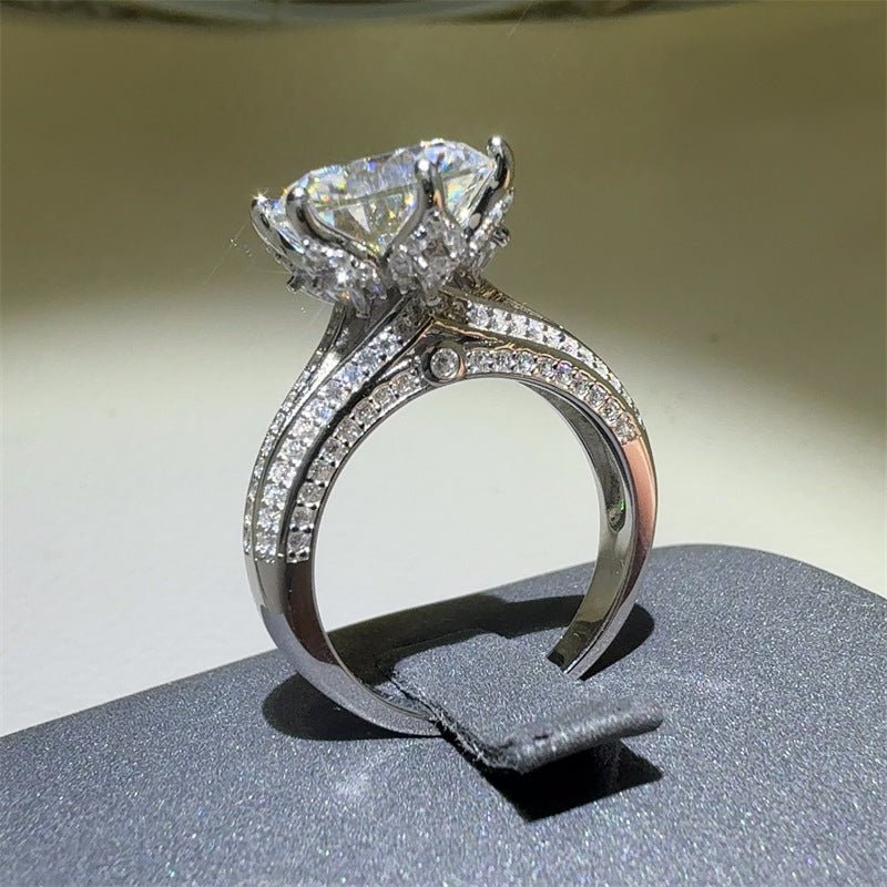 5 Carat Moissanite Ring for Women, Halo Style Split Shank Engagement Ring – view 1