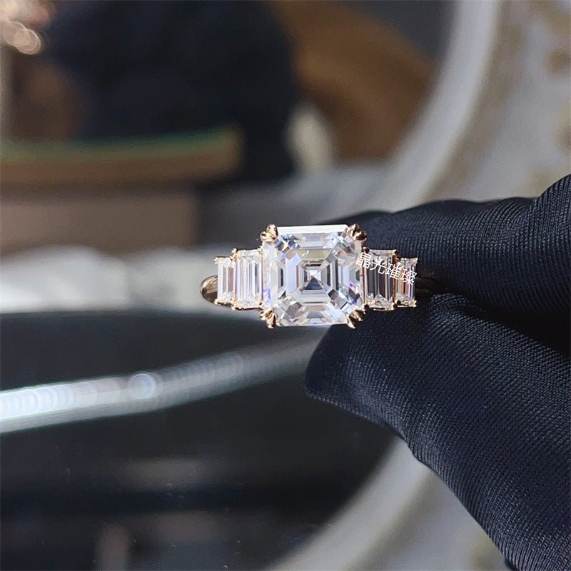 4 Carat Asscher-Cut Moissanite Ring – image 1
