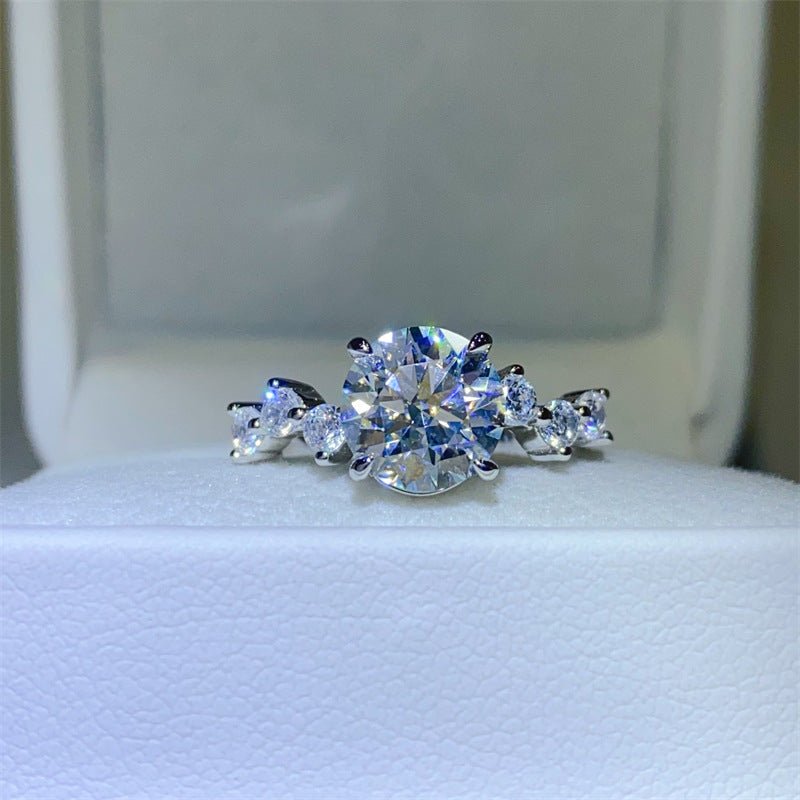 2 Carat VVS Moissanite Ring for Women, Round Solitaire Engagement Ring with Side Stones – view 1