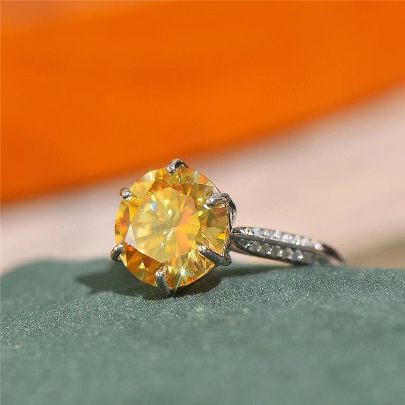 Yellow Moissanite Solitaire Ring, Geometric U-Shape, Women, Sizes 8-19 – view 1