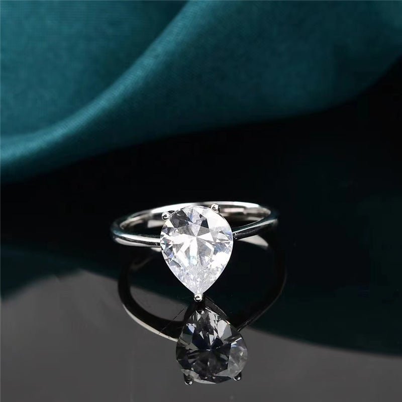 Pear Cut Moissanite Solitaire Ring for Women, Teardrop Engagement Style Ring – view 1