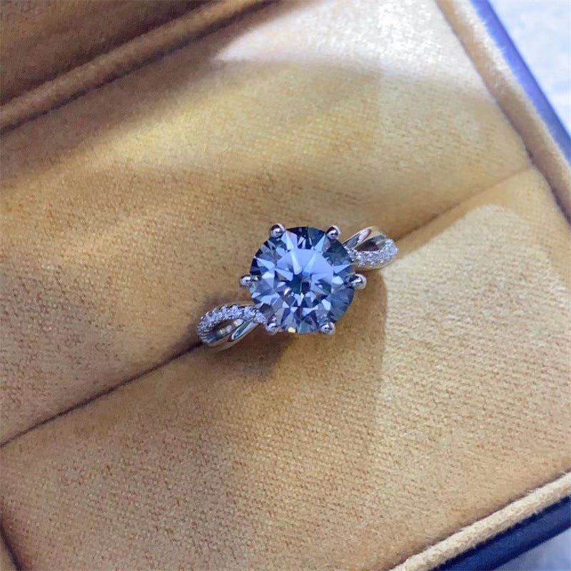 Gray Moissanite Ring for Women, Six-Prong U-Shape Style, 1/2/3 Carat Bridal Ring – view 1