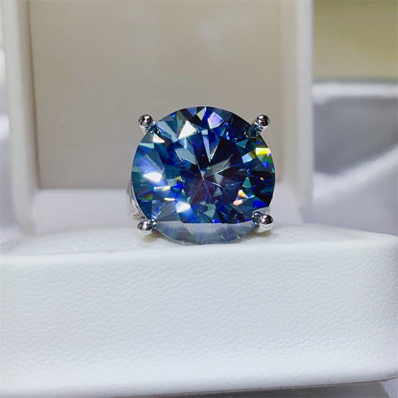 Blue Moissanite Ring for Women - Oversized Cushion Cut Statement Engagement Style Ring – view 1