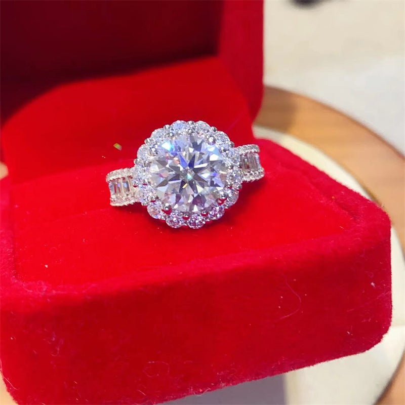 Women's Round Halo Moissanite Ring, Floral Cluster Design, Size 8-20 – view 1