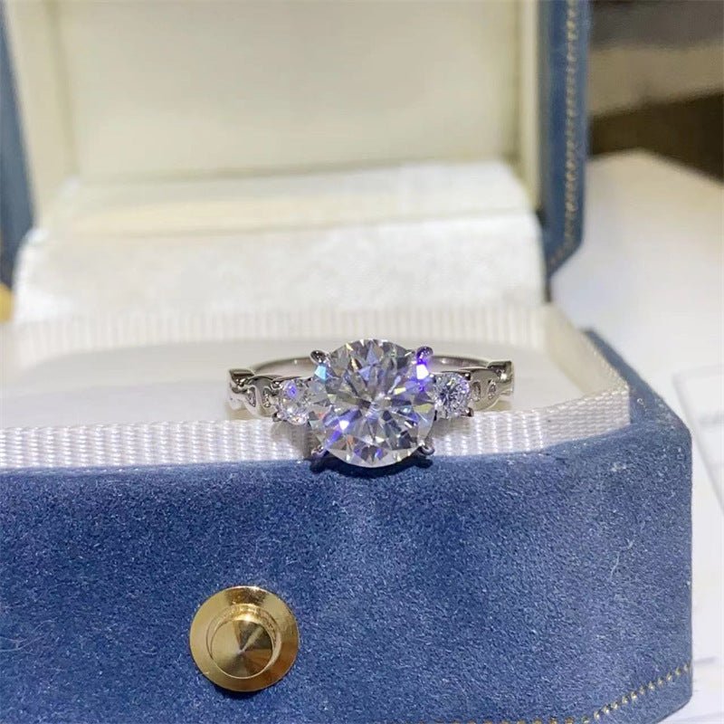 1 Carat Moissanite Engagement Ring for Women, Round Solitaire Ring with Side Stones, Promise Ring, Sizes 9-19 – view 1