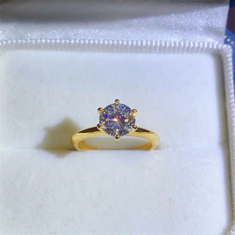 Classic Six-Prong Moissanite Ring for Women, Round Solitaire Engagement Style Ring, 1 to 10 Carat Options – view 1