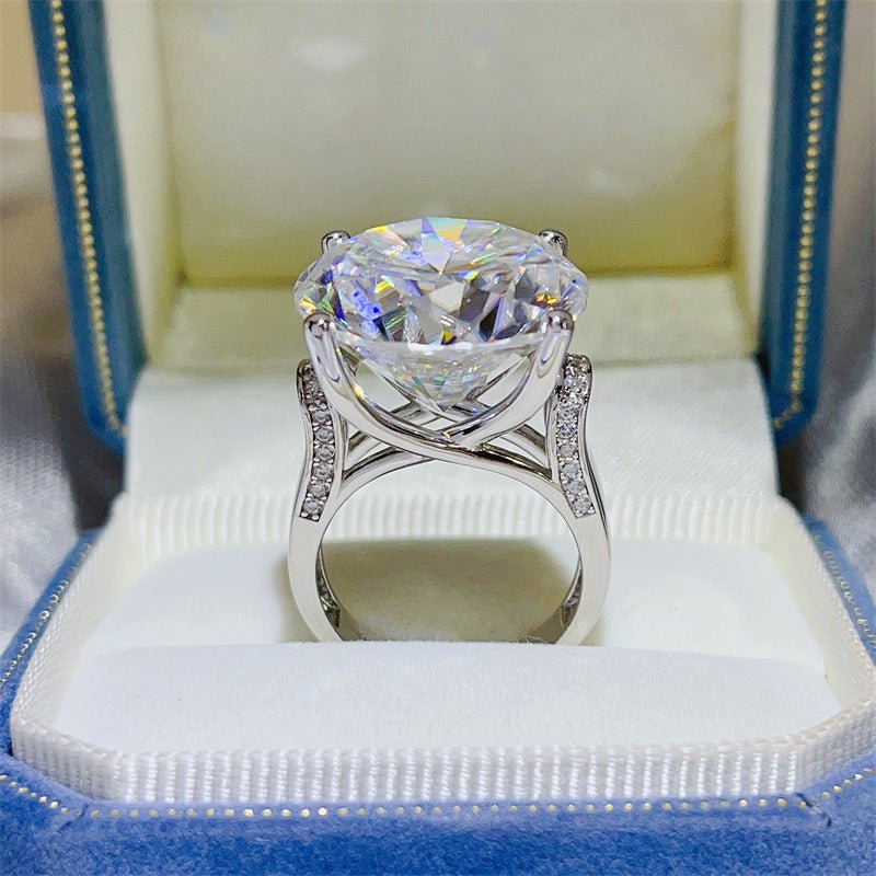 20 Carat D Color Moissanite Ring for Women, Geometric U-Shape Solitaire Engagement Ring – view 1