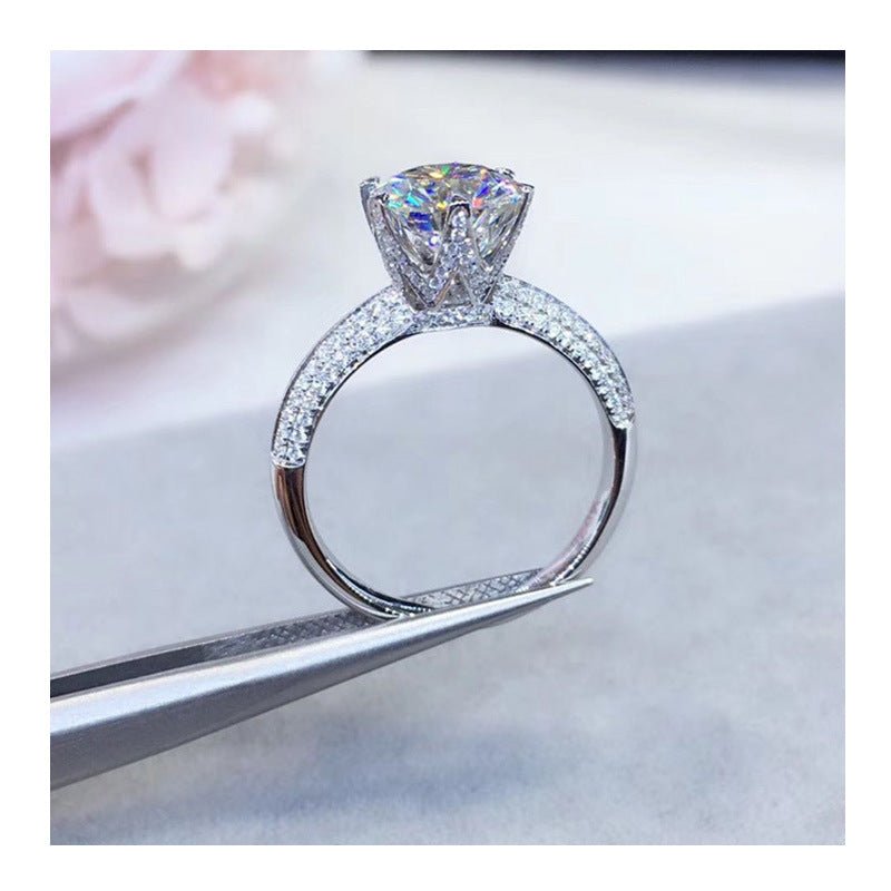 Moissanite Solitaire Ring, Pave Band Engagement Ring, Adjustable Open Style, 1ct-3ct Options – view 1