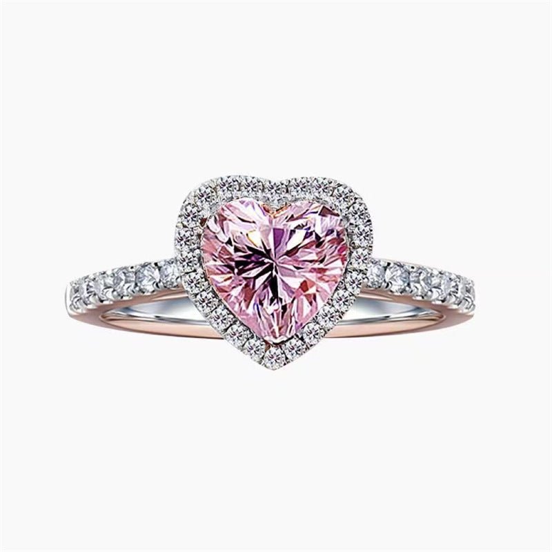 Pink Heart Halo Moissanite Ring for Women, Vintage Style Engagement Ring, Promise Ring, 1 Carat or 2 Carat – view 1