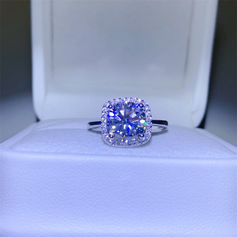 Square Halo Moissanite Ring for Women, 1 Carat or 2 Carat Geometric Engagement Ring, Sizes 9-20 – view 1
