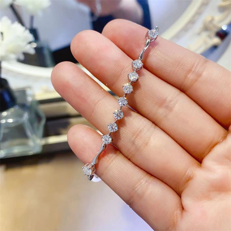 Moissanite Ring for Women, Open Band Round Stone Engagement Ring – view 1