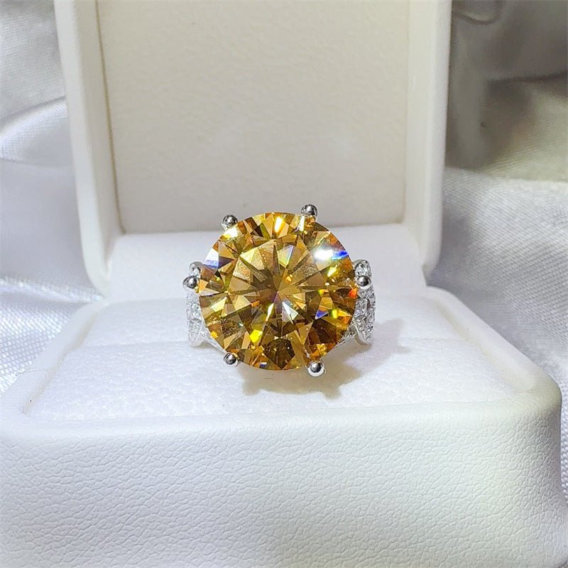 Yellow Moissanite Halo Ring for Women, 5 Carat or 10 Carat Statement Engagement Ring – view 1