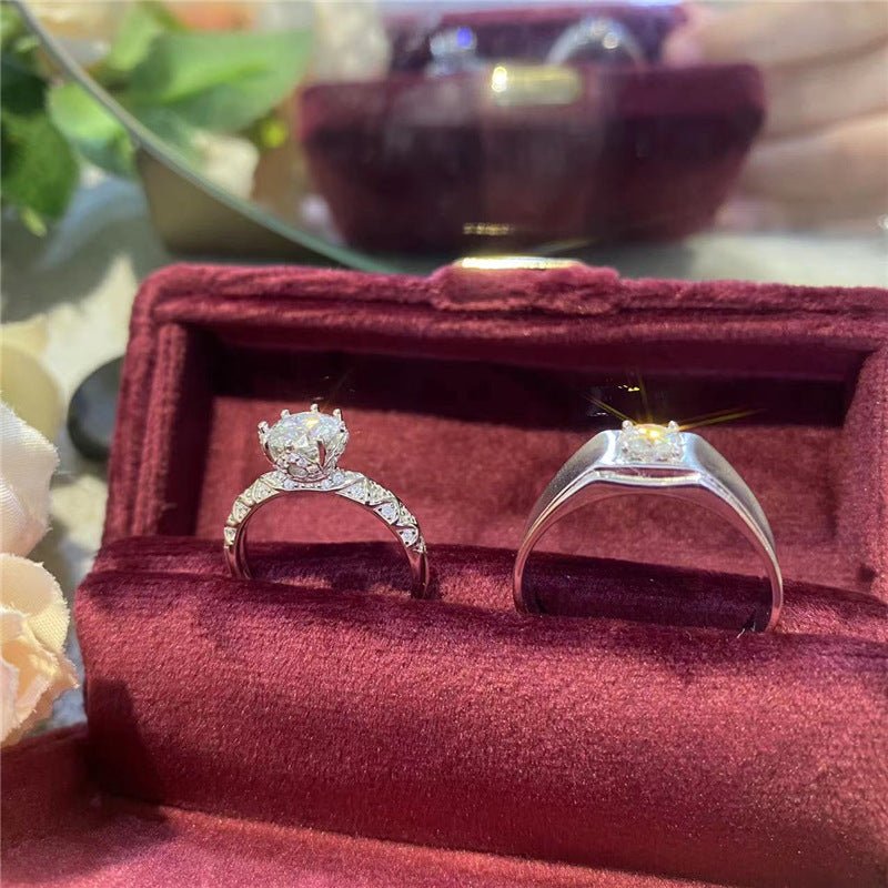 925 Silver Moissanite Couple Ring Set, Snowflake Halo Promise Ring, VVS Moissanite Engagement Ring for Women Men – view 1