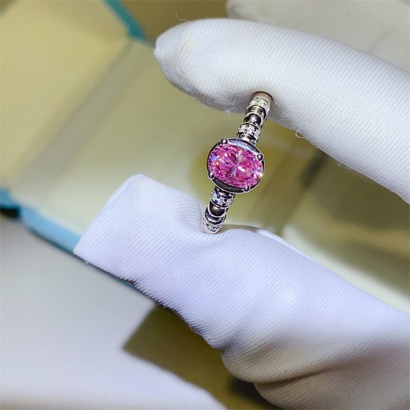 Pink Moissanite Ring for Women, 1 Carat Solitaire Style Promise Ring, U-Shape Band Fashion Engagement Ring – view 1