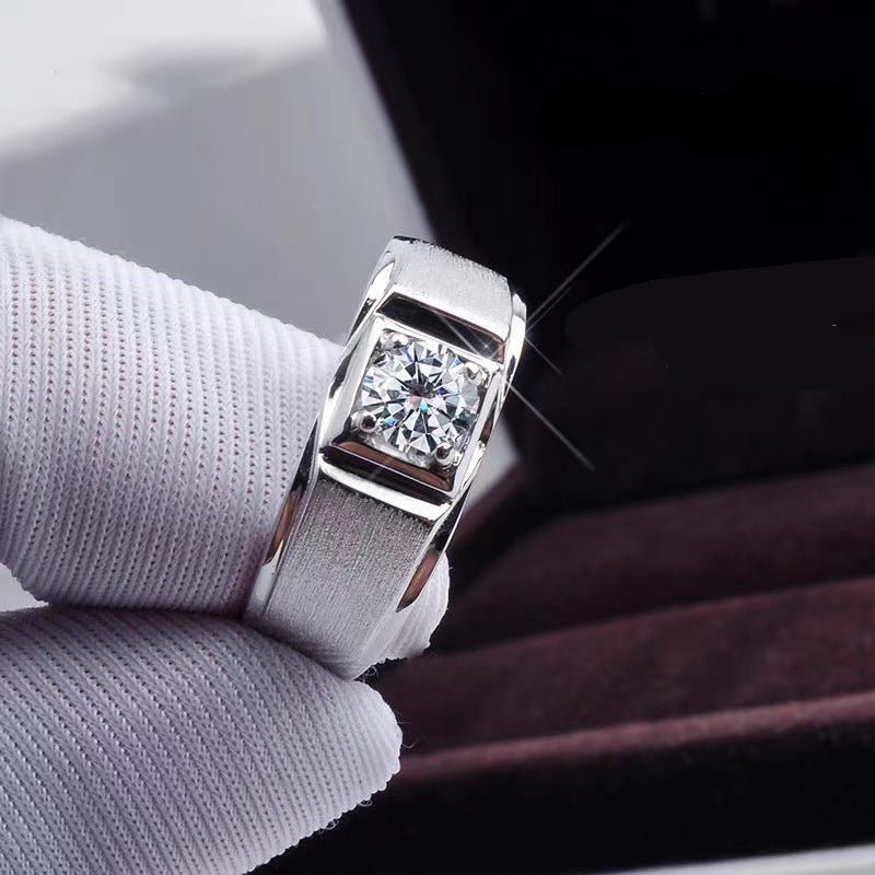 Men's 1 Carat Square-Set Moissanite Ring – image 1