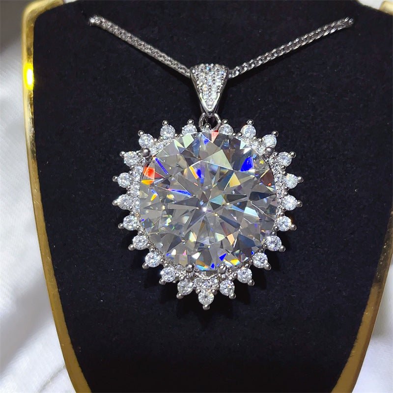 20 Carat Moissanite Halo Pendant Necklace – image 1