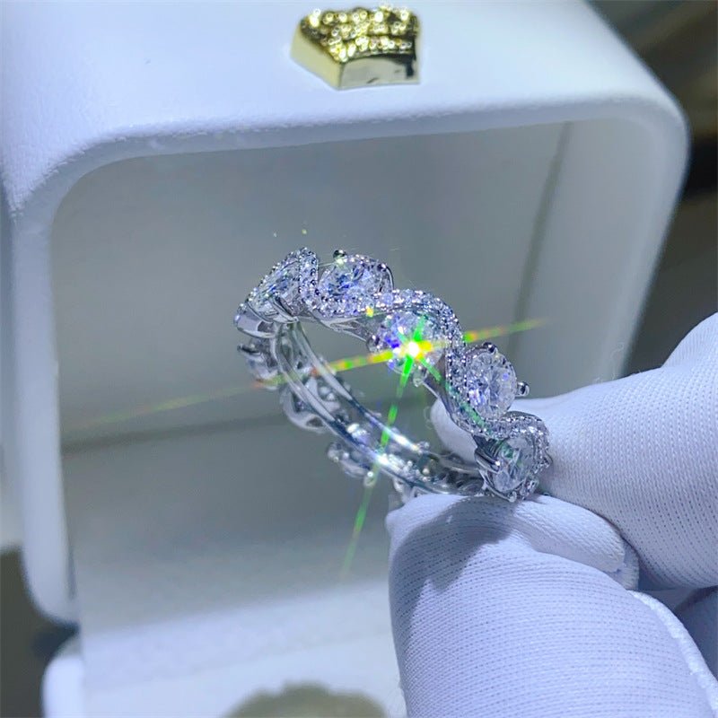 Moissanite Eternity Ring for Women, White Tone Round Stone Stacking Band, Pavé Accent Full Finger Ring, Giftable Fashion Ring 2026 – view 1