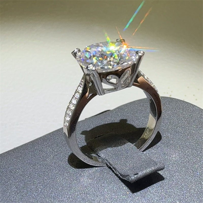 5 Carat Moissanite Ring for Women, Four-Prong Solitaire Engagement Ring with Pavé Band – view 1