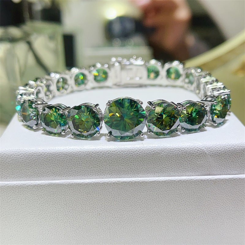 Green Moissanite Tennis Bracelet for Women - Round Cut Statement Bracelet, 15cm 16cm 17cm 18cm – view 1